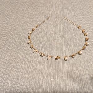 Jennifer Behr Ines Headband, Gold Pearl and Crystal Headband For Wedding